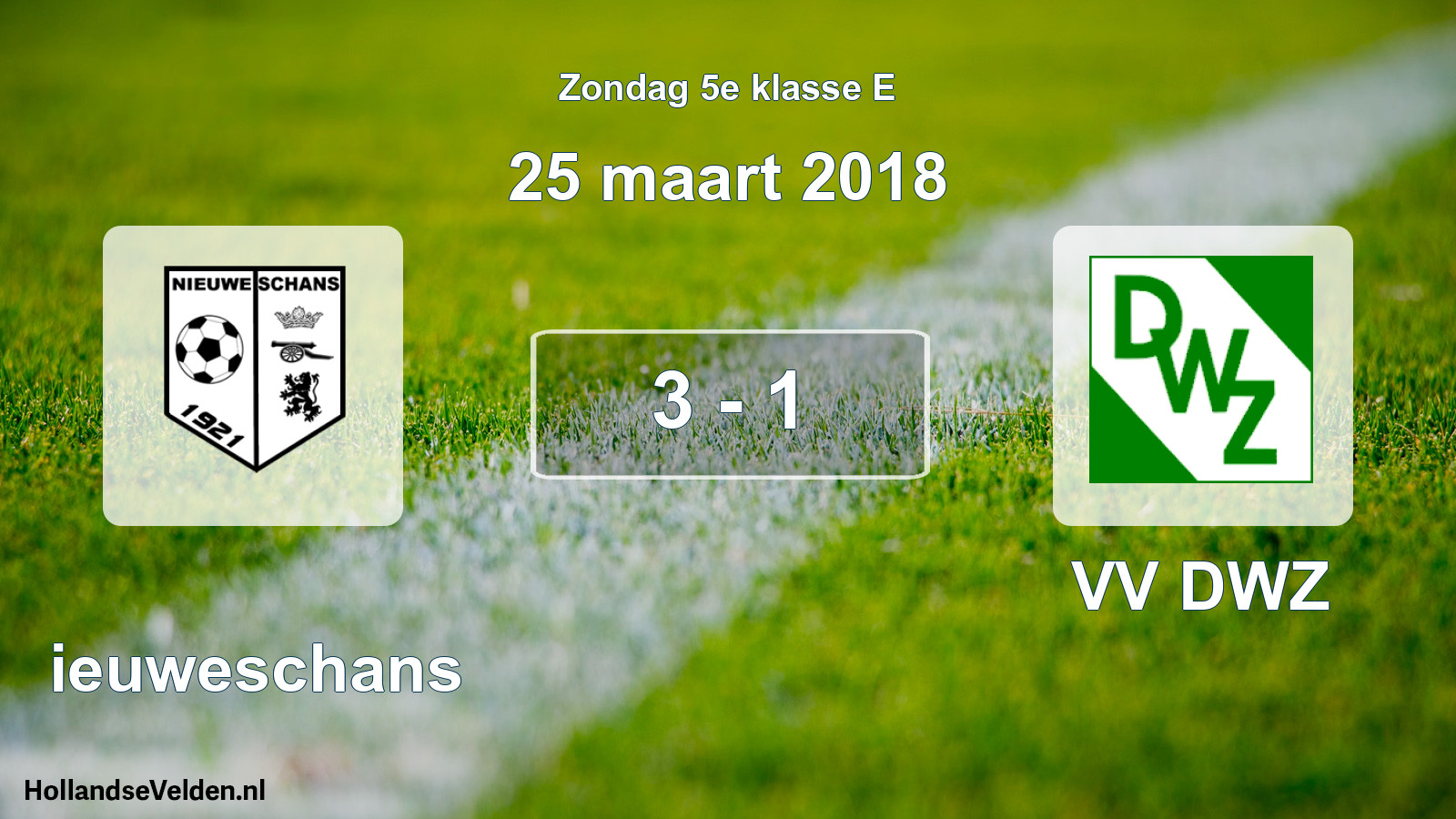 Total number of matches played: Nieuweschans - VV DWZ 3 - 1 (25 March 2018)