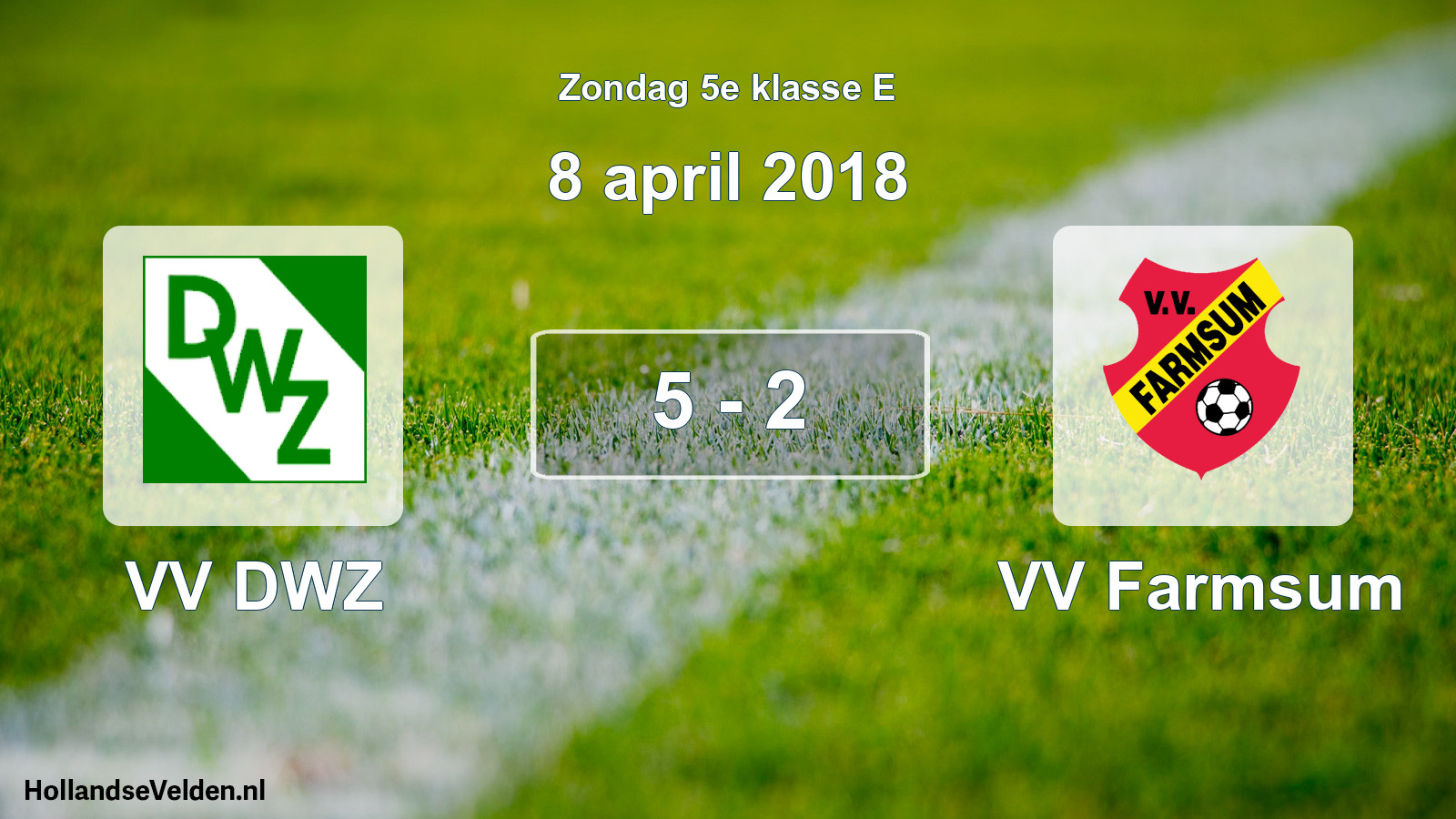 Total number of matches played: VV DWZ - VV Farmsum 5 - 2 (8 April 2018)
