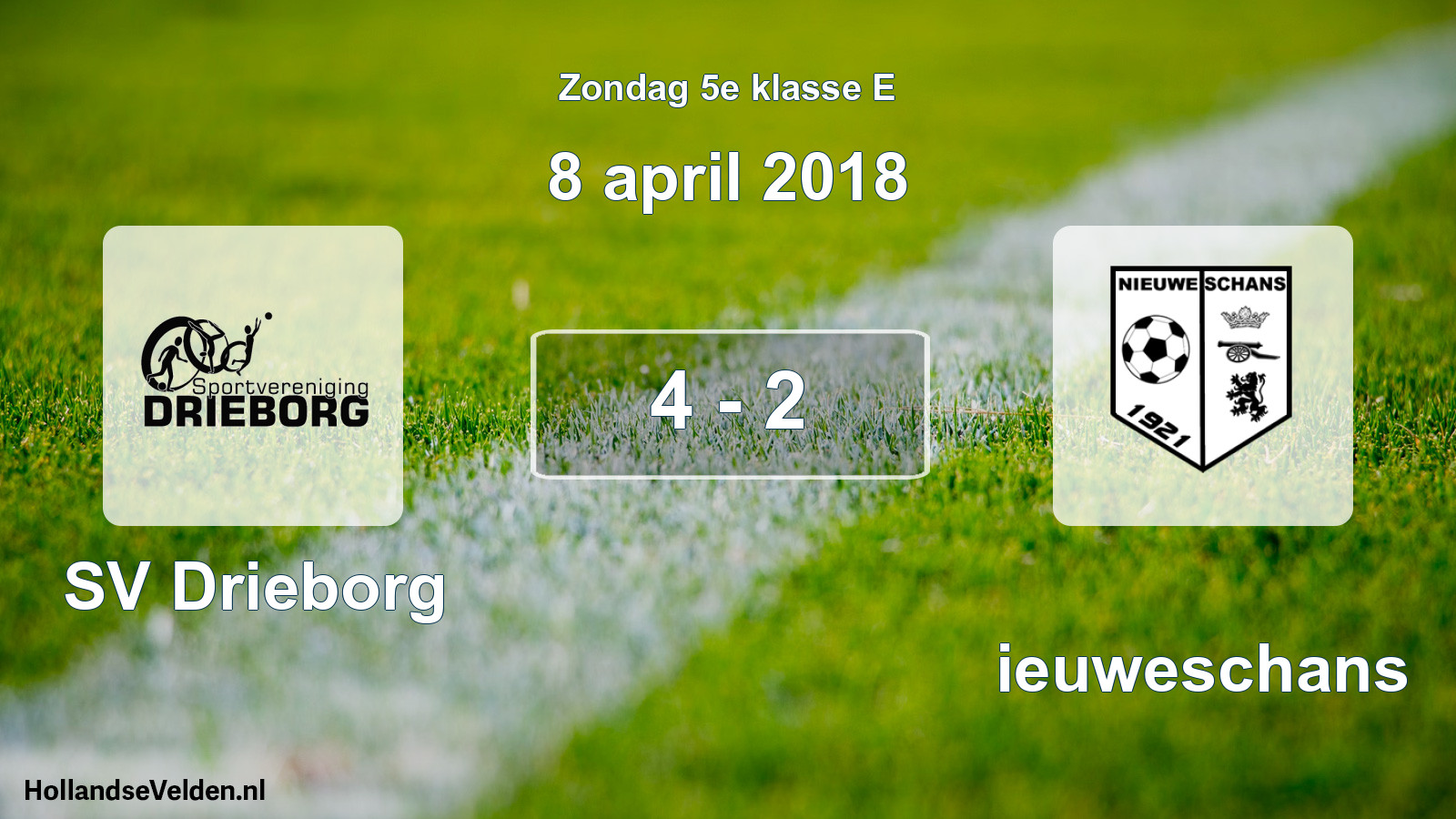 Total number of matches played: SV Drieborg - Nieuweschans 4 - 2 (8 April 2018)