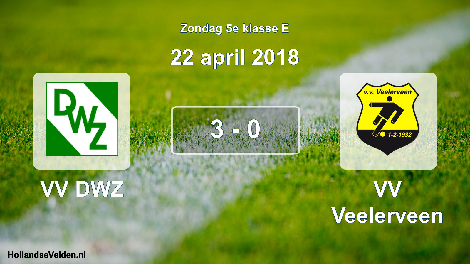 Total number of matches played: VV DWZ - VV Veelerveen 3 - 0 (22 April 2018)