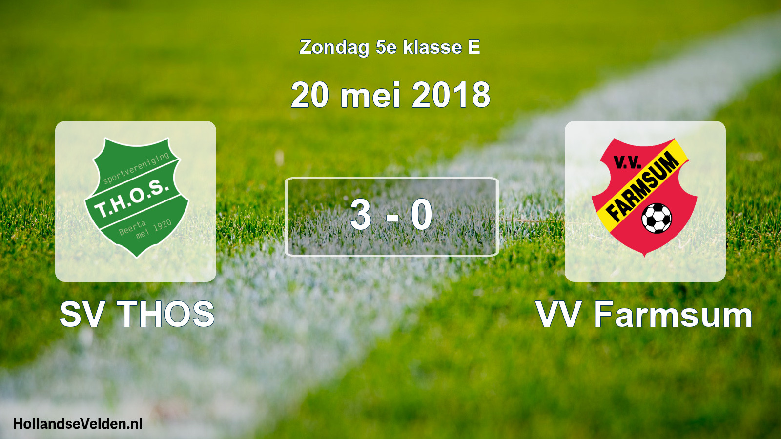 Total number of matches played: SV THOS - VV Farmsum 3 - 0 (20 May 2018)