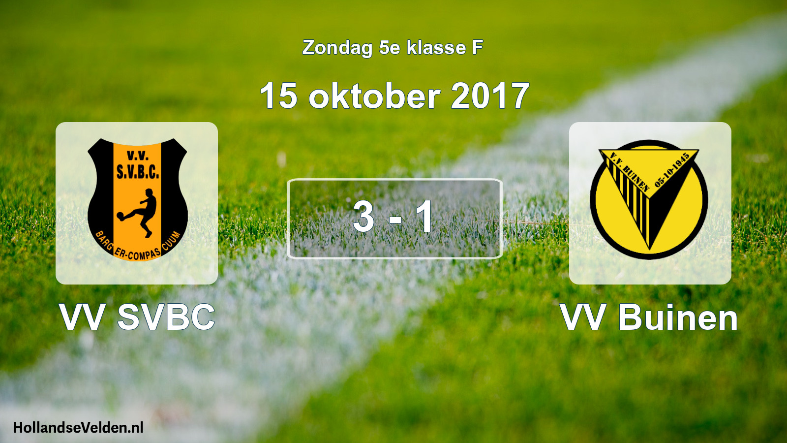 Total number of matches played: VV SVBC - VV Buinen 3 - 1 (15 October 2017)