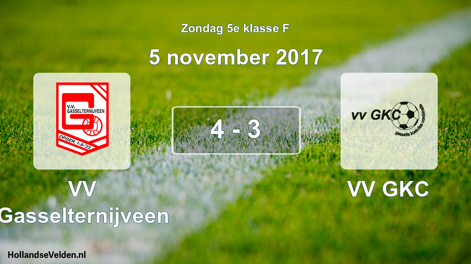 Total number of matches played: VV Gasselternijveen - VV GKC 4 - 3 (5 November 2017)