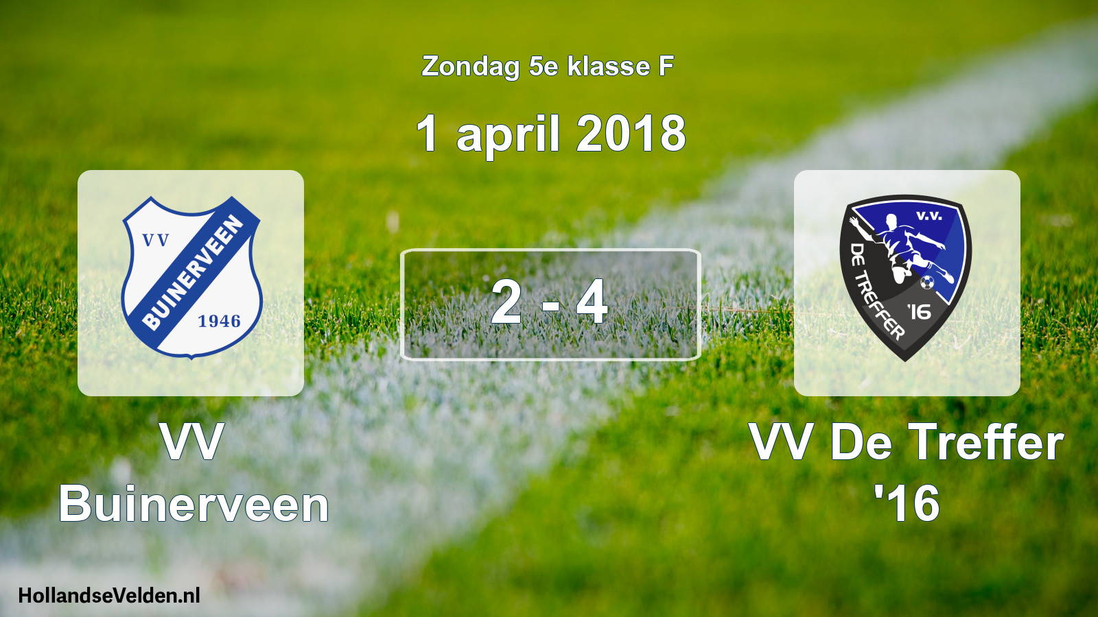 Total number of matches played: VV Buinerveen - VV De Treffer '16 2 - 4 (1 April 2018)