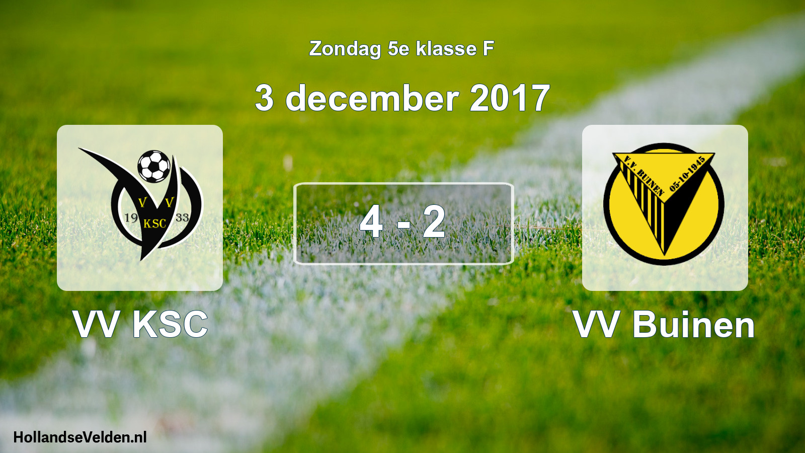 Total number of matches played: VV KSC - VV Buinen 4 - 2 (3 December 2017)