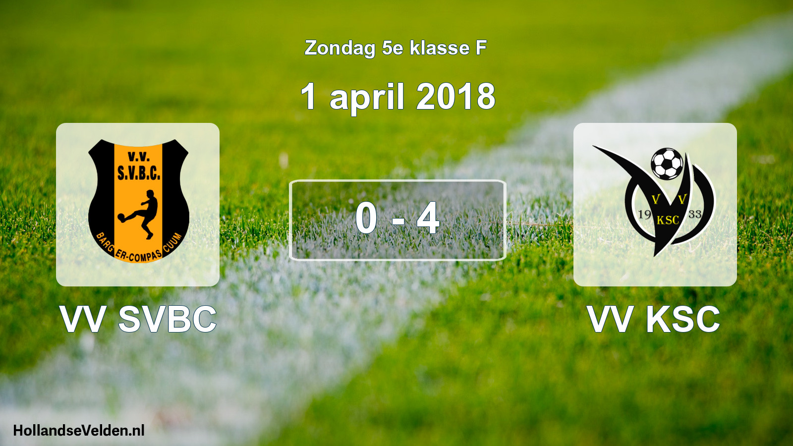 Total number of matches played: VV SVBC - VV KSC 0 - 4 (1 April 2018)