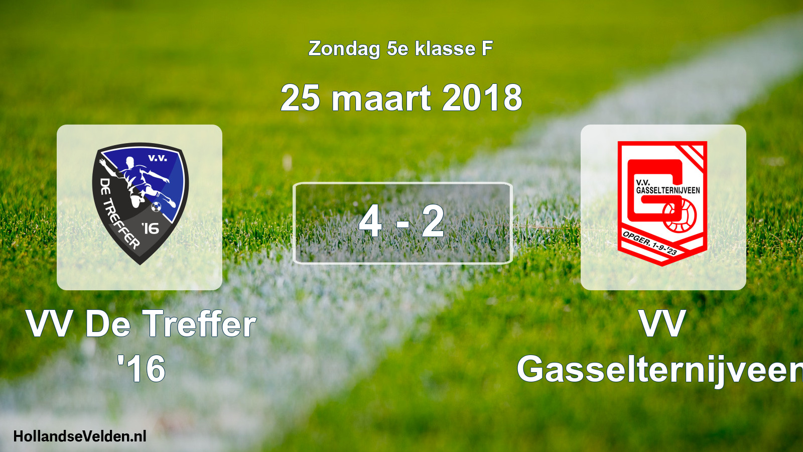 Total number of matches played: VV De Treffer '16 - VV Gasselternijveen 4 - 2 (25 March 2018)
