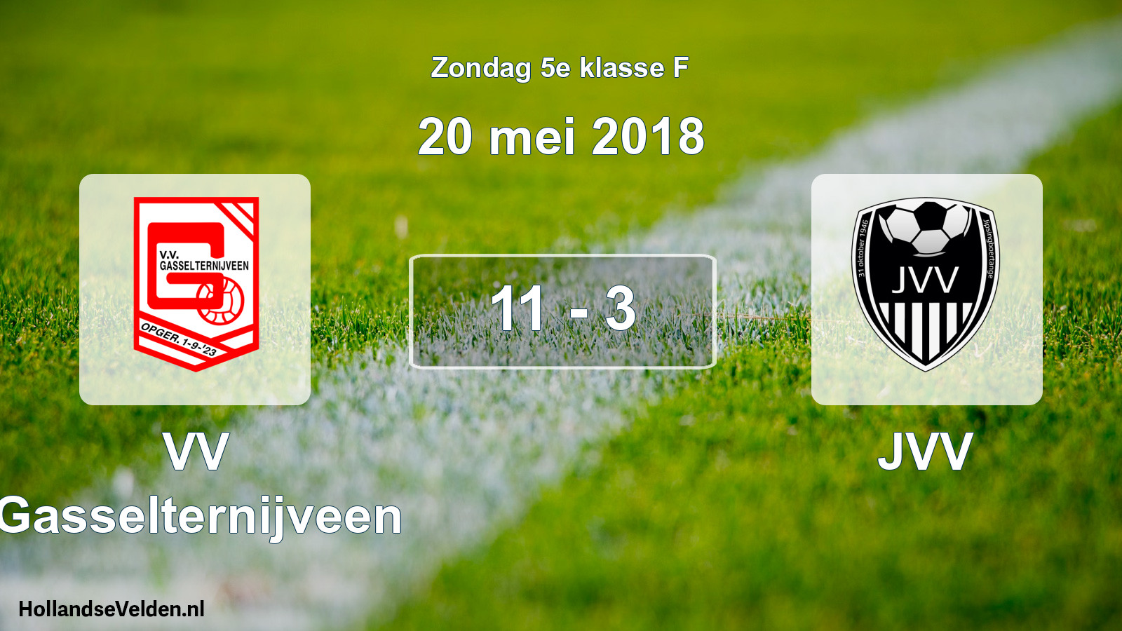 Total number of matches played: VV Gasselternijveen - JVV 11 - 3 (20 May 2018)