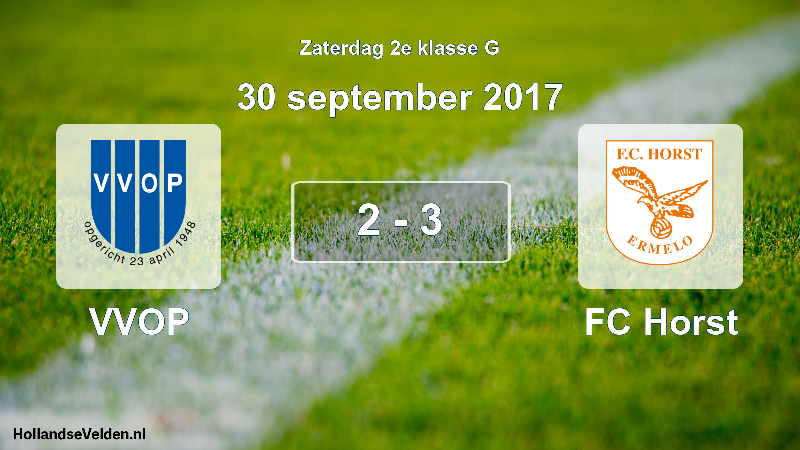 Total number of matches played: VVOP - FC Horst 2 - 3 (30 September 2017)