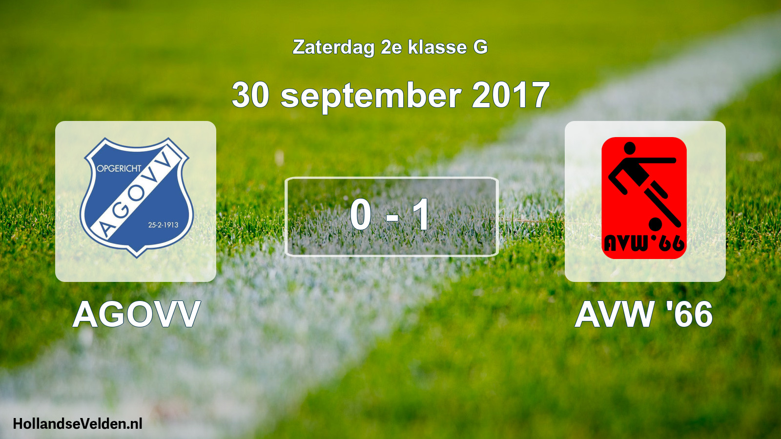 Total number of matches played: AGOVV - AVW '66 0 - 1 (30 September 2017)