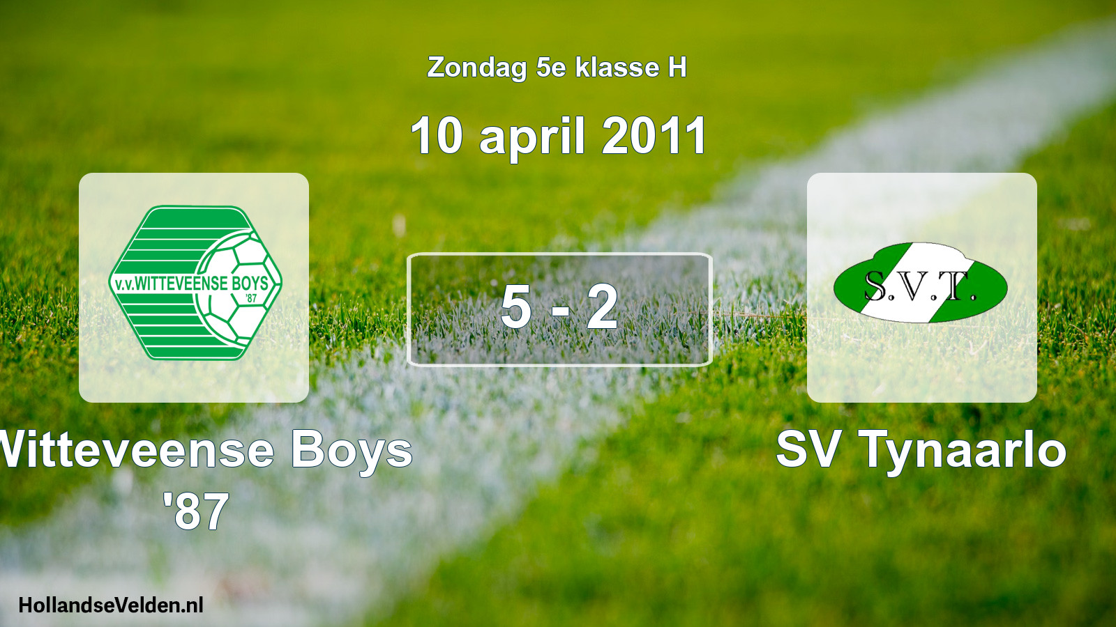 Total number of matches played: Witteveense Boys '87 - SV Tynaarlo 5 - 2 (10 April 2011)