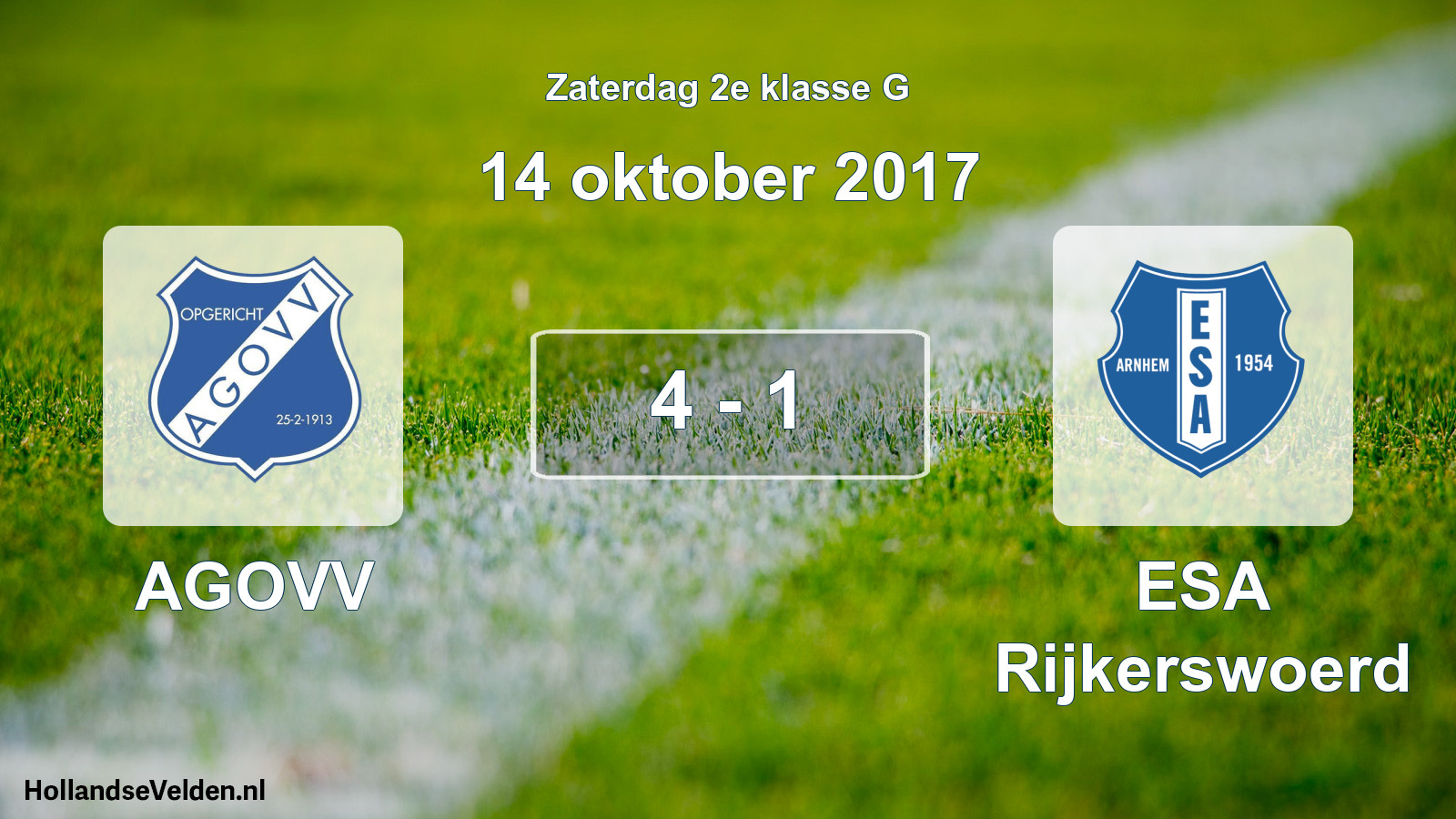 Total number of matches played: AGOVV - ESA Rijkerswoerd 4 - 1 (14 October 2017)