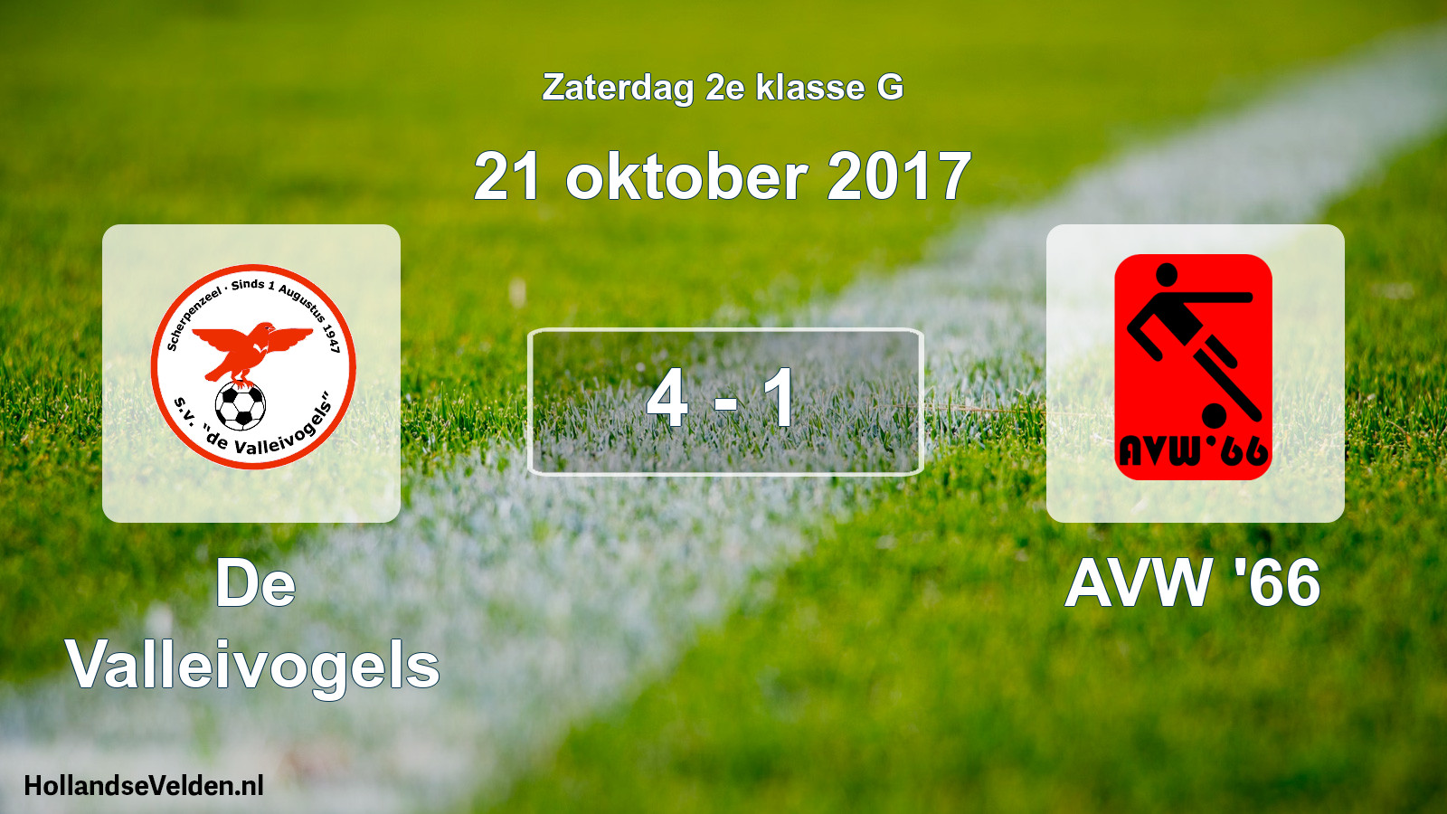 Total number of matches played: De Valleivogels - AVW '66 4 - 1 (21 October 2017)