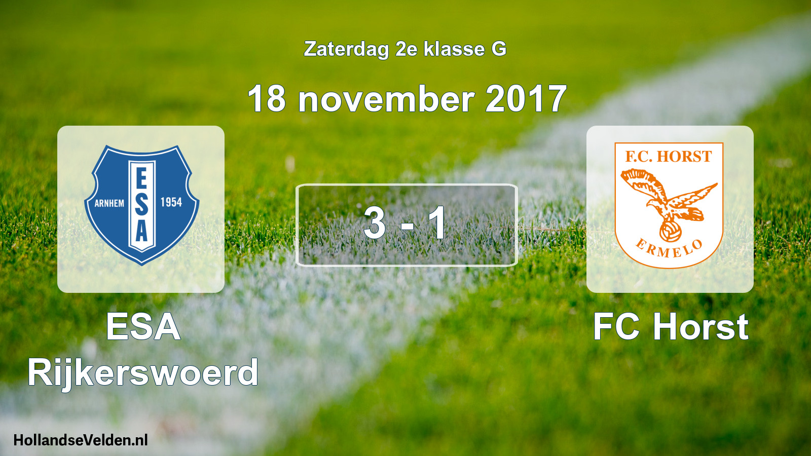 Total number of matches played: ESA Rijkerswoerd - FC Horst 3 - 1 (18 November 2017)