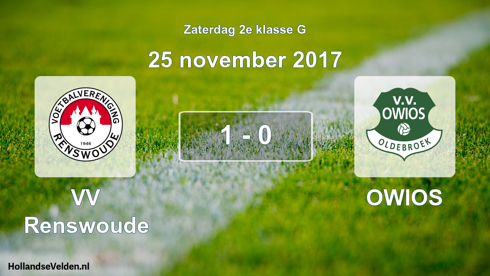Total number of matches played: VV Renswoude - OWIOS 1 - 0 (25 November 2017)