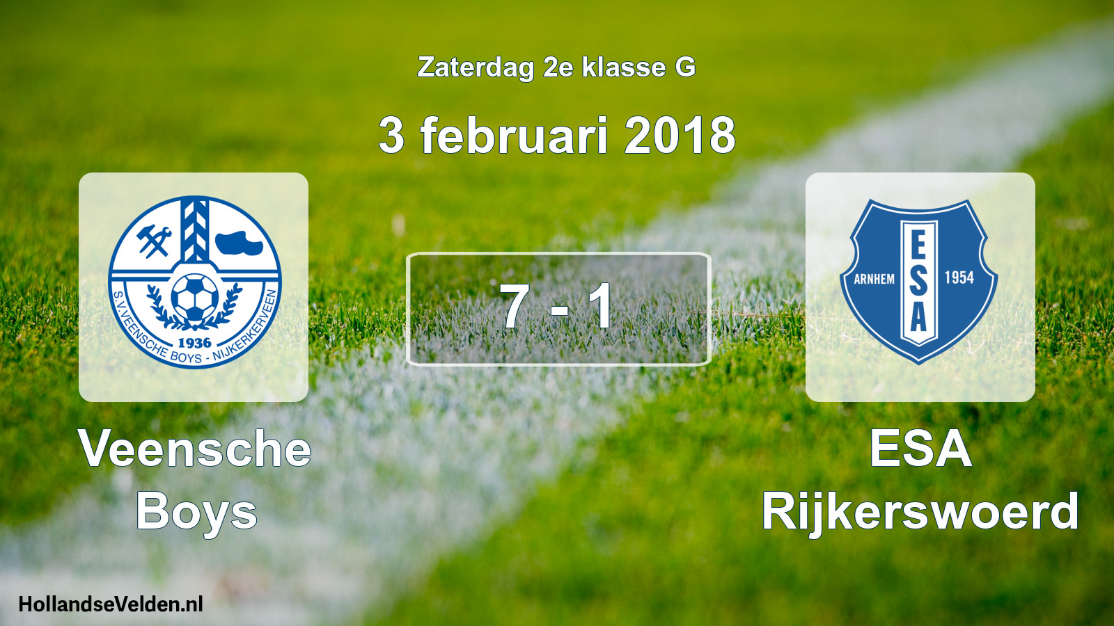 Total number of matches played: Veensche Boys - ESA Rijkerswoerd 7 - 1 (3 February 2018)
