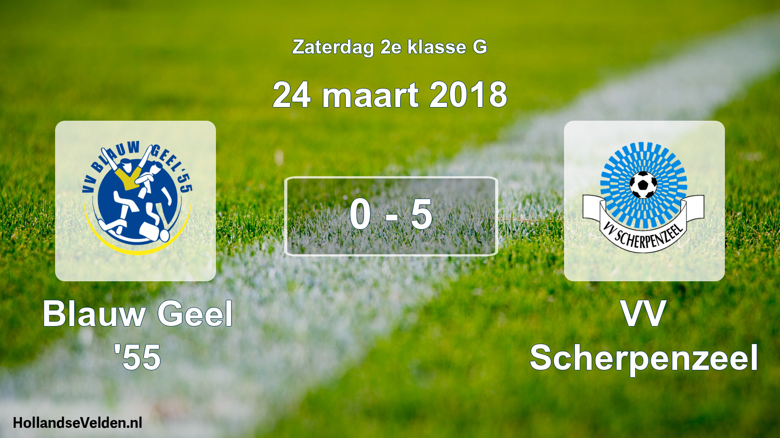 Total number of matches played: Blauw Geel '55 - VV Scherpenzeel 0 - 5 (24 March 2018)