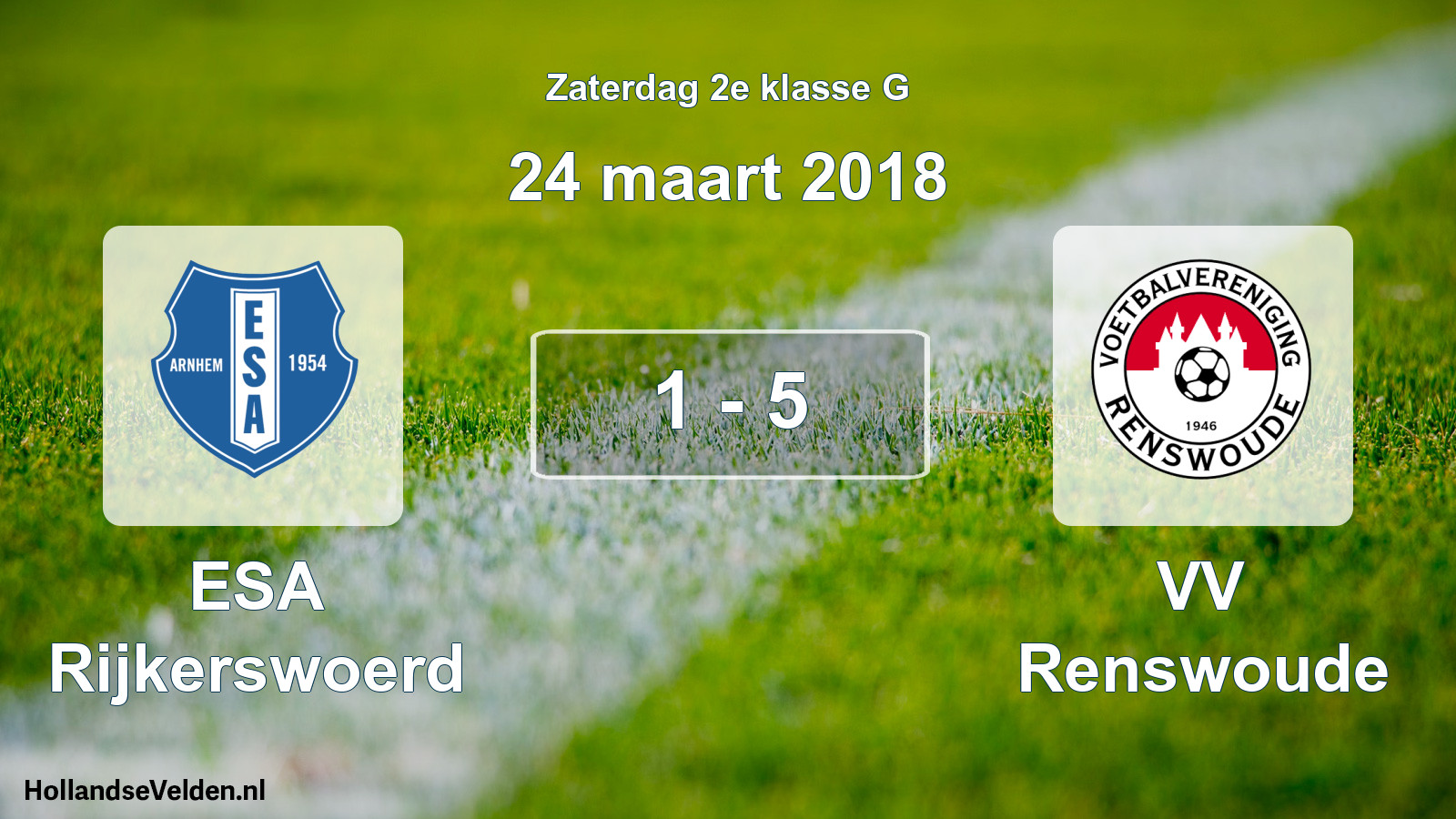Total number of matches played: ESA Rijkerswoerd - VV Renswoude 1 - 5 (24 March 2018)
