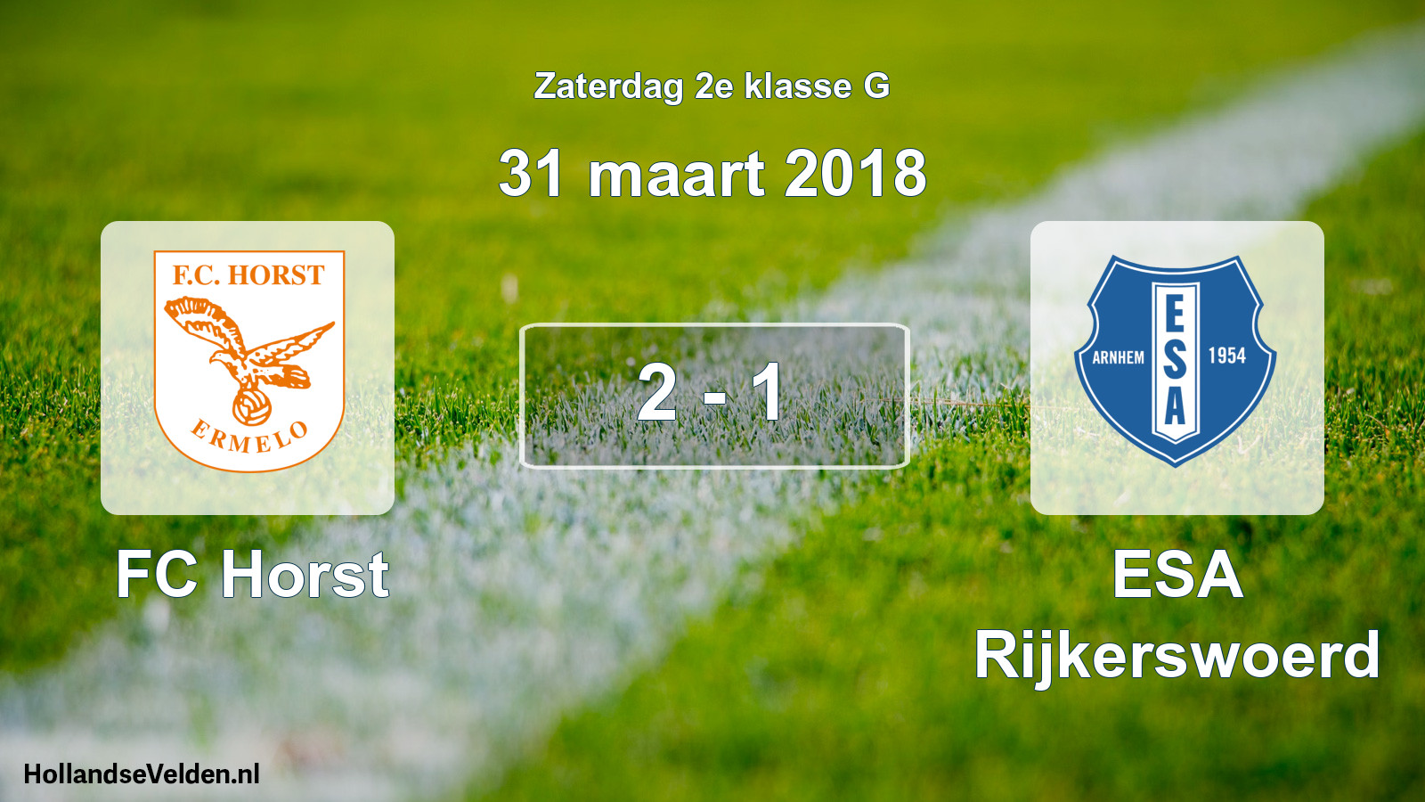 Total number of matches played: FC Horst - ESA Rijkerswoerd 2 - 1 (31 March 2018)