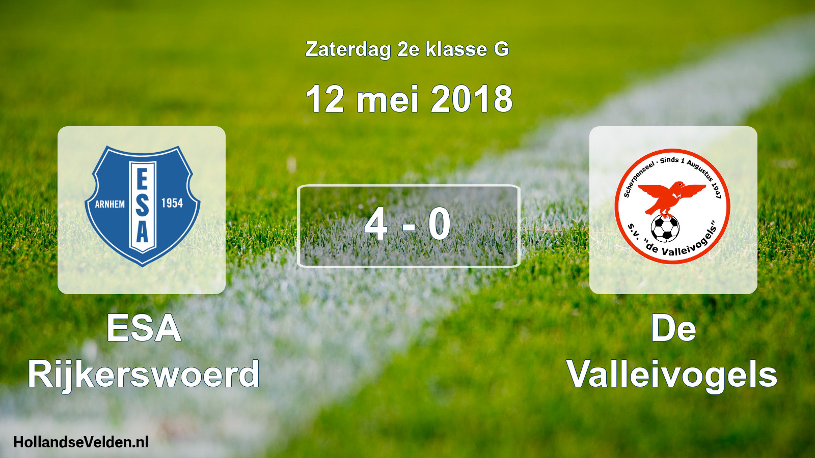 Total number of matches played: ESA Rijkerswoerd - De Valleivogels 4 - 0 (12 May 2018)