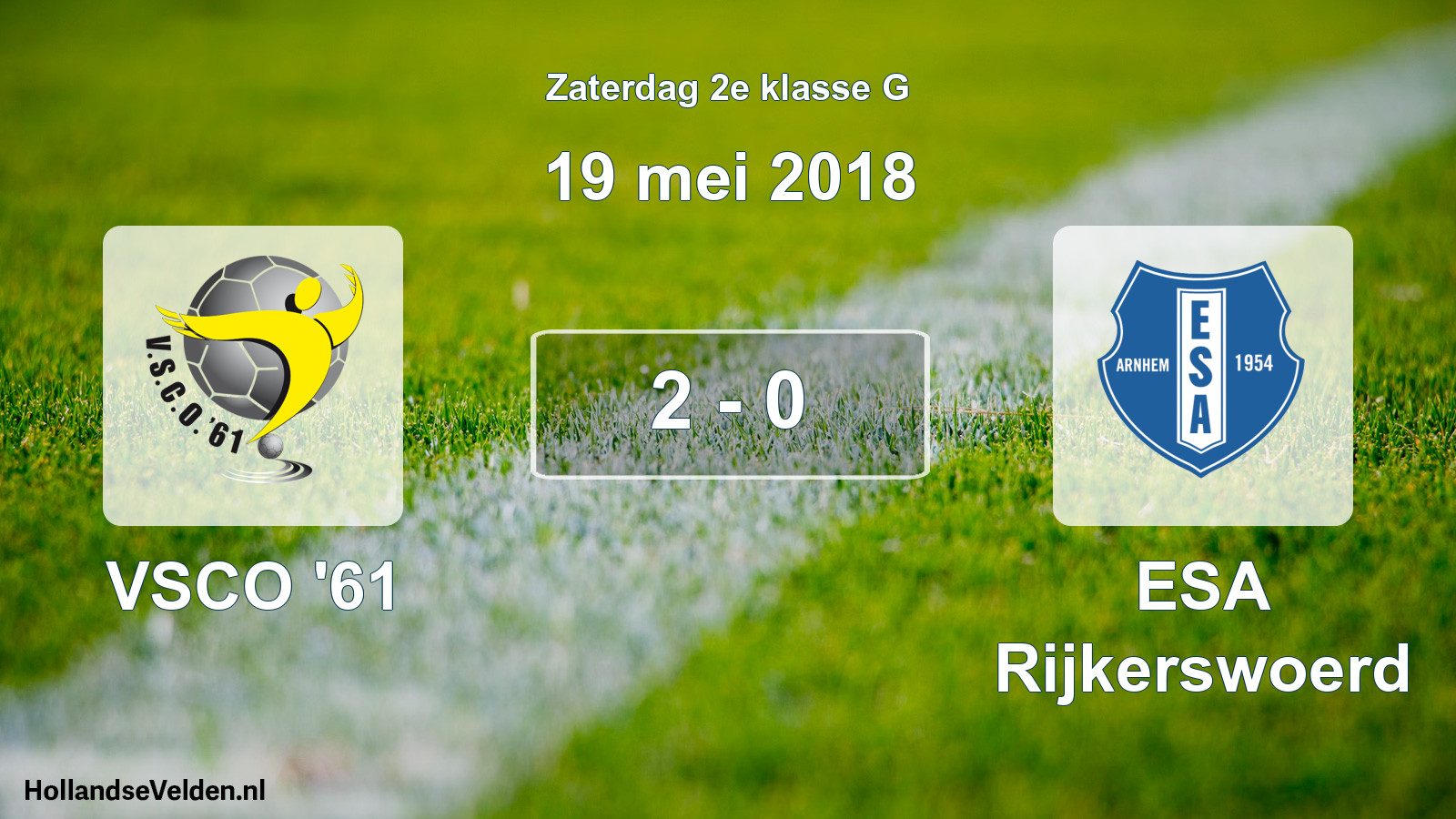 Total number of matches played: VSCO '61 - ESA Rijkerswoerd 2 - 0 (19 May 2018)