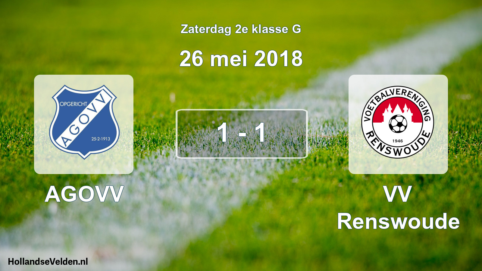 Total number of matches played: AGOVV - VV Renswoude 1 - 1 (26 May 2018)