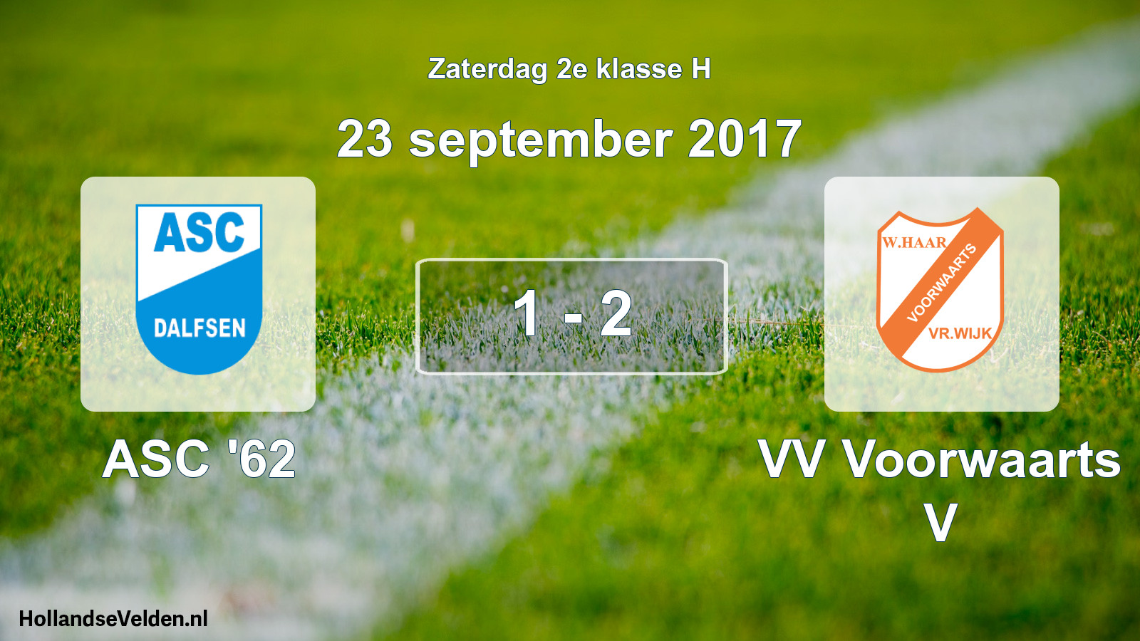 Total number of matches played: ASC '62 - VV Voorwaarts V 1 - 2 (23 September 2017)