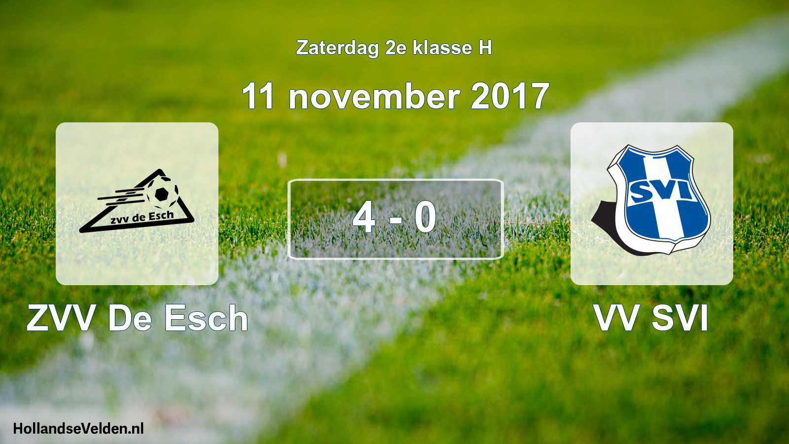Total number of matches played: ZVV De Esch - VV SVI 4 - 0 (11 November 2017)