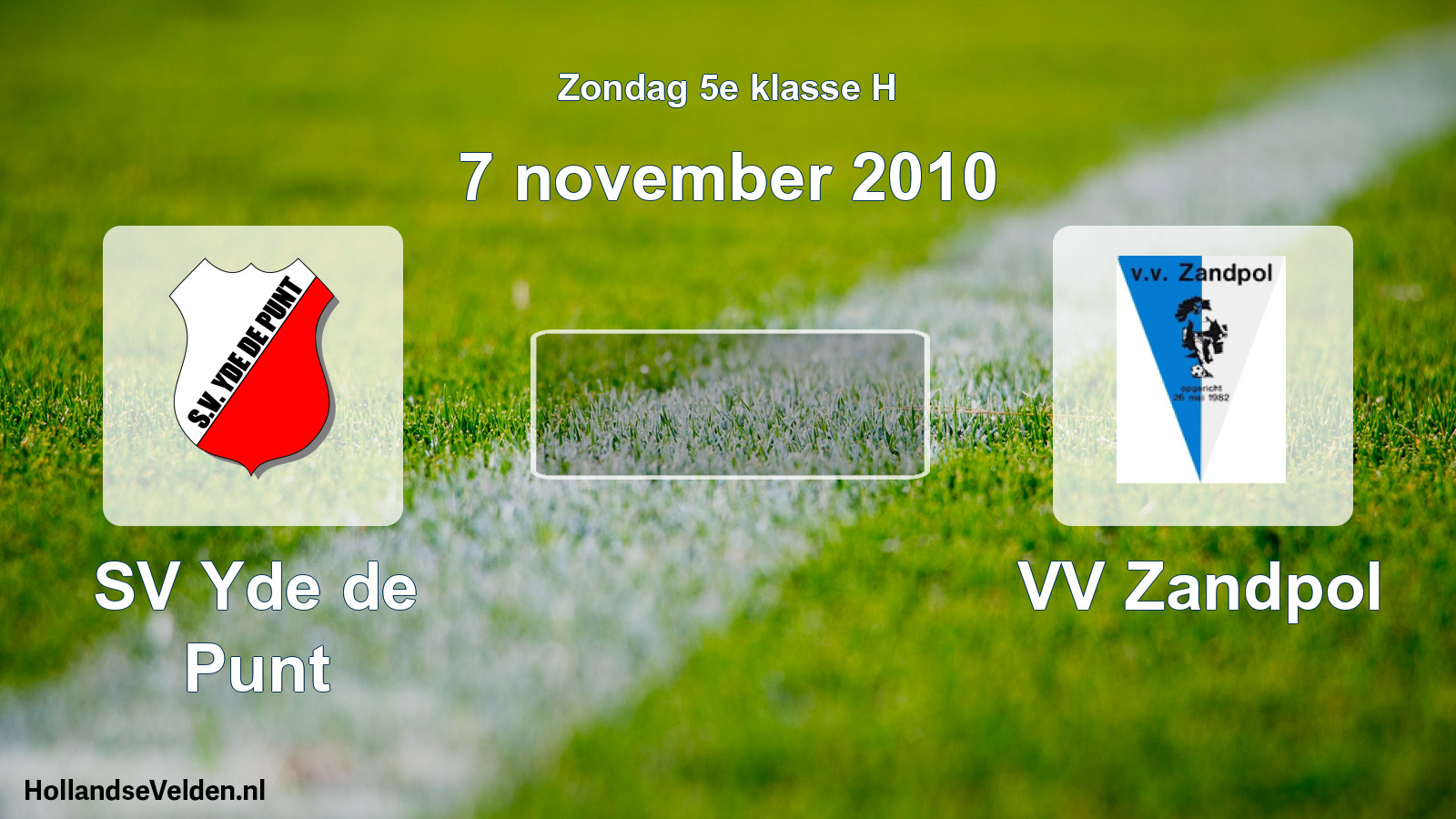 Geplande wedstrijd: SV Yde de Punt - VV Zandpol (7 november 2010)
