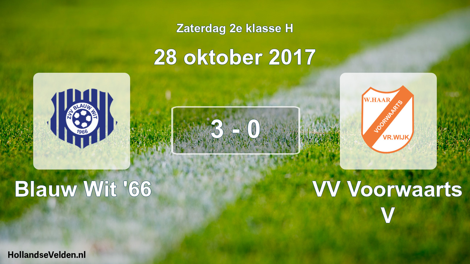 Total number of matches played: Blauw Wit '66 - VV Voorwaarts V 3 - 0 (28 October 2017)