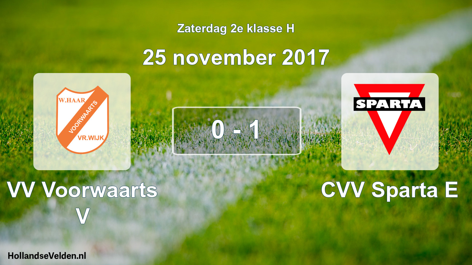 Total number of matches played: VV Voorwaarts V - CVV Sparta E 0 - 1 (25 November 2017)
