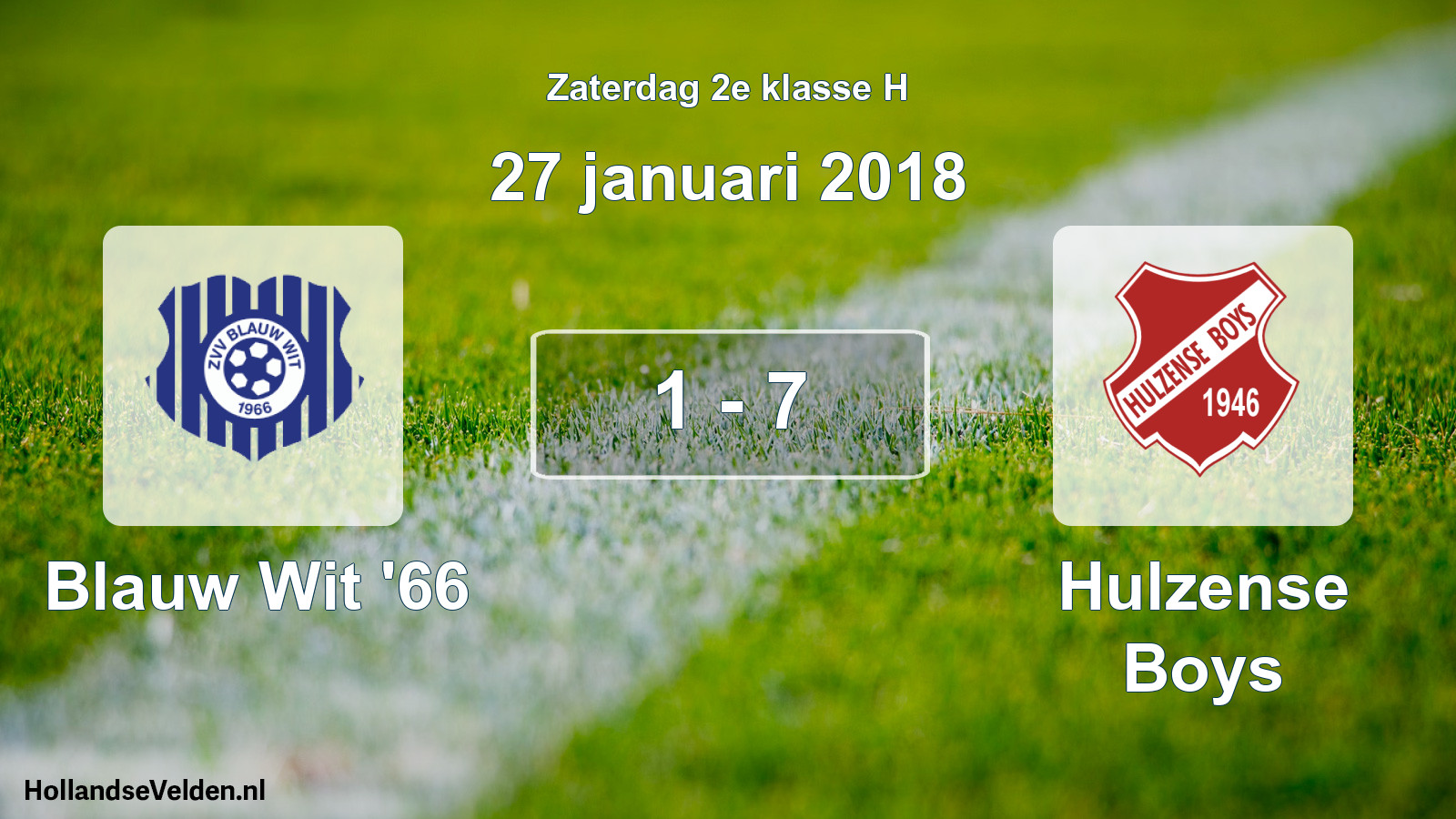 Total number of matches played: Blauw Wit '66 - Hulzense Boys 1 - 7 (27 January 2018)