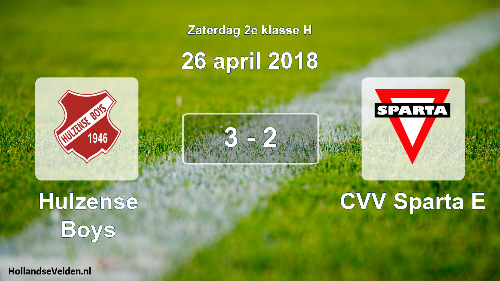 Total number of matches played: Hulzense Boys - CVV Sparta E 3 - 2 (26 April 2018)