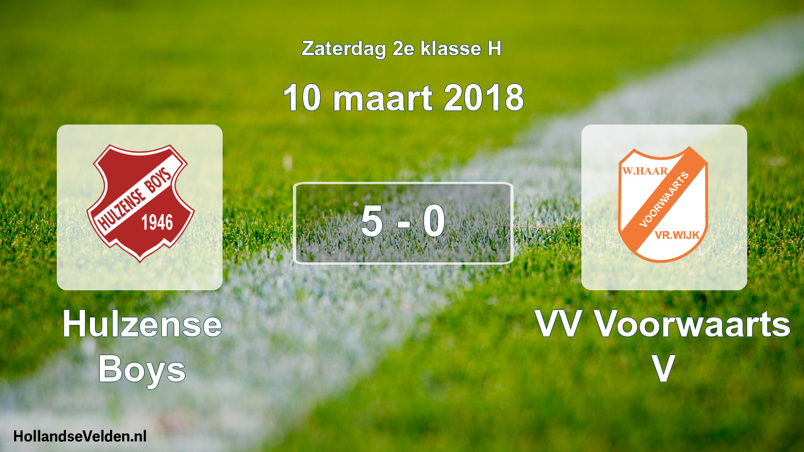 Total number of matches played: Hulzense Boys - VV Voorwaarts V 5 - 0 (10 March 2018)