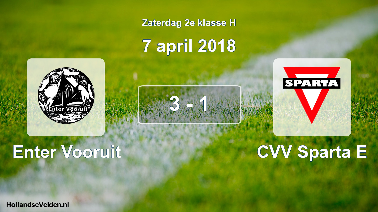 Total number of matches played: Enter Vooruit - CVV Sparta E 3 - 1 (7 April 2018)