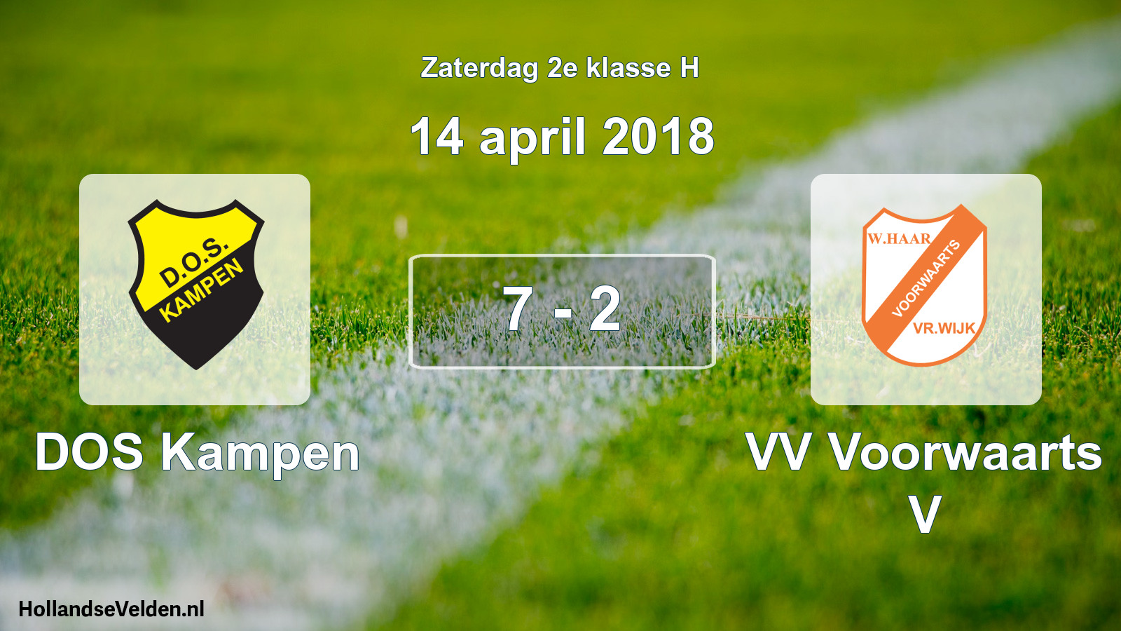 Total number of matches played: DOS Kampen - VV Voorwaarts V 7 - 2 (14 April 2018)
