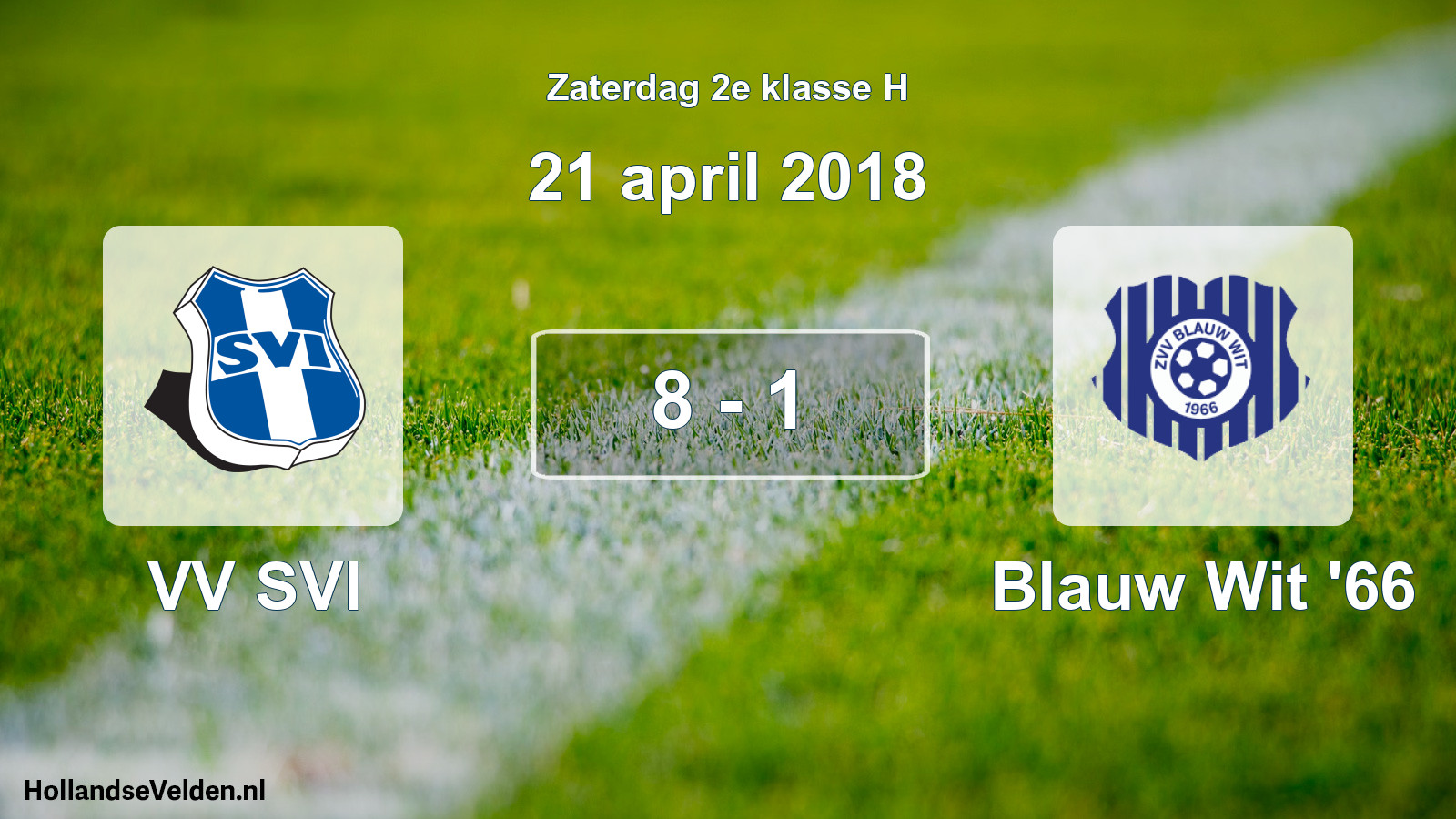Total number of matches played: VV SVI - Blauw Wit '66 8 - 1 (21 April 2018)