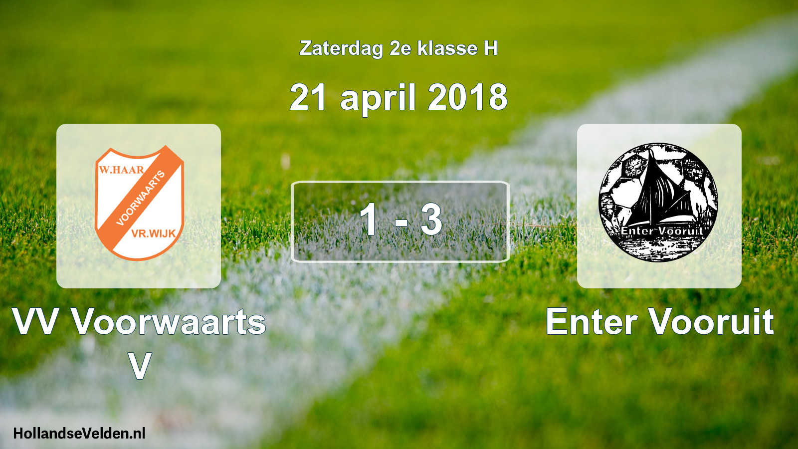 Total number of matches played: VV Voorwaarts V - Enter Vooruit 1 - 3 (21 April 2018)
