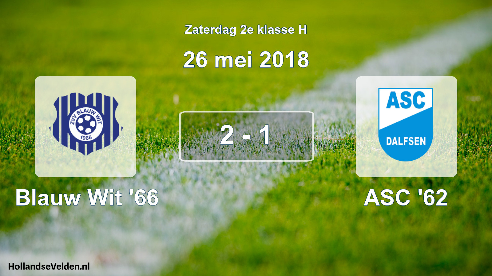 Total number of matches played: Blauw Wit '66 - ASC '62 2 - 1 (26 May 2018)