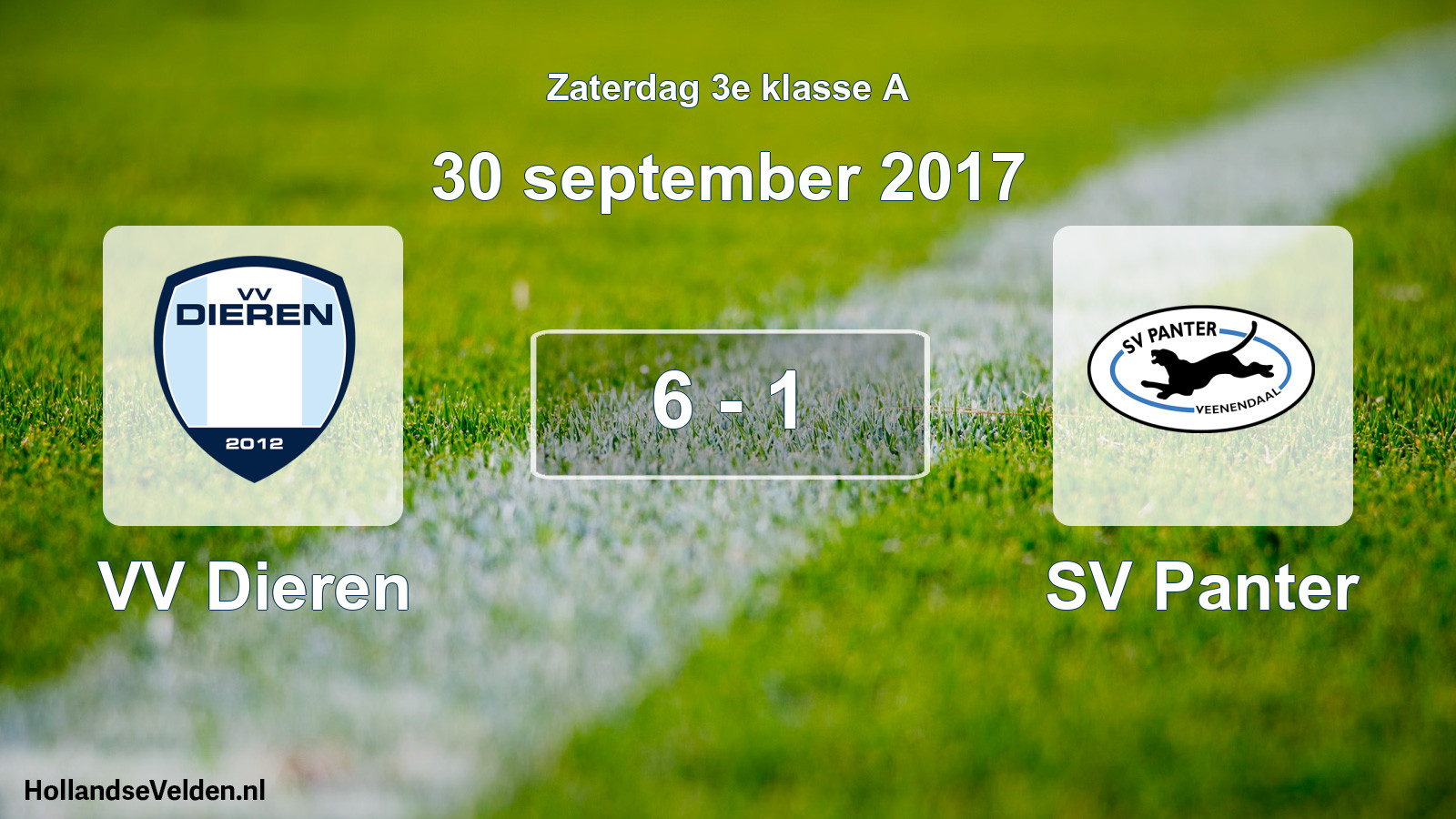 Total number of matches played: VV Dieren - SV Panter 6 - 1 (30 September 2017)