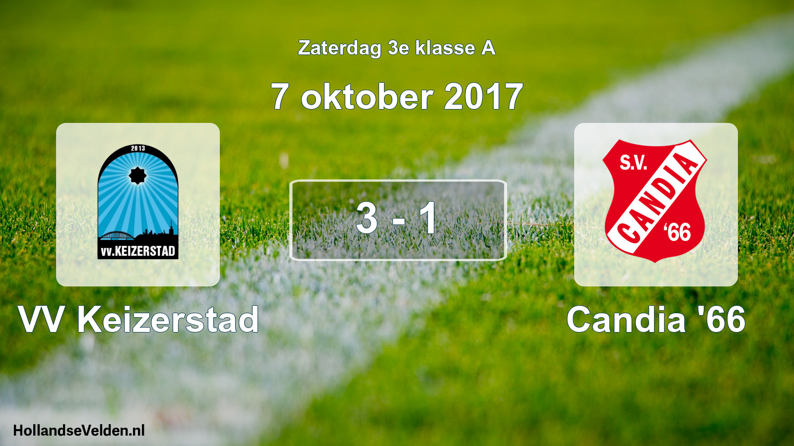 Total number of matches played: VV Keizerstad - Candia '66 3 - 1 (7 October 2017)
