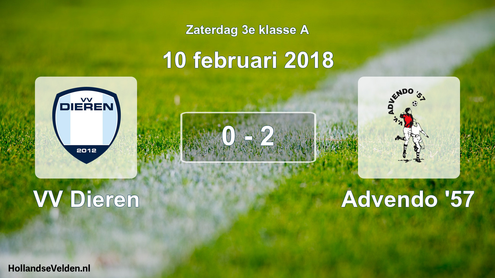 Total number of matches played: VV Dieren - Advendo '57 0 - 2 (10 February 2018)