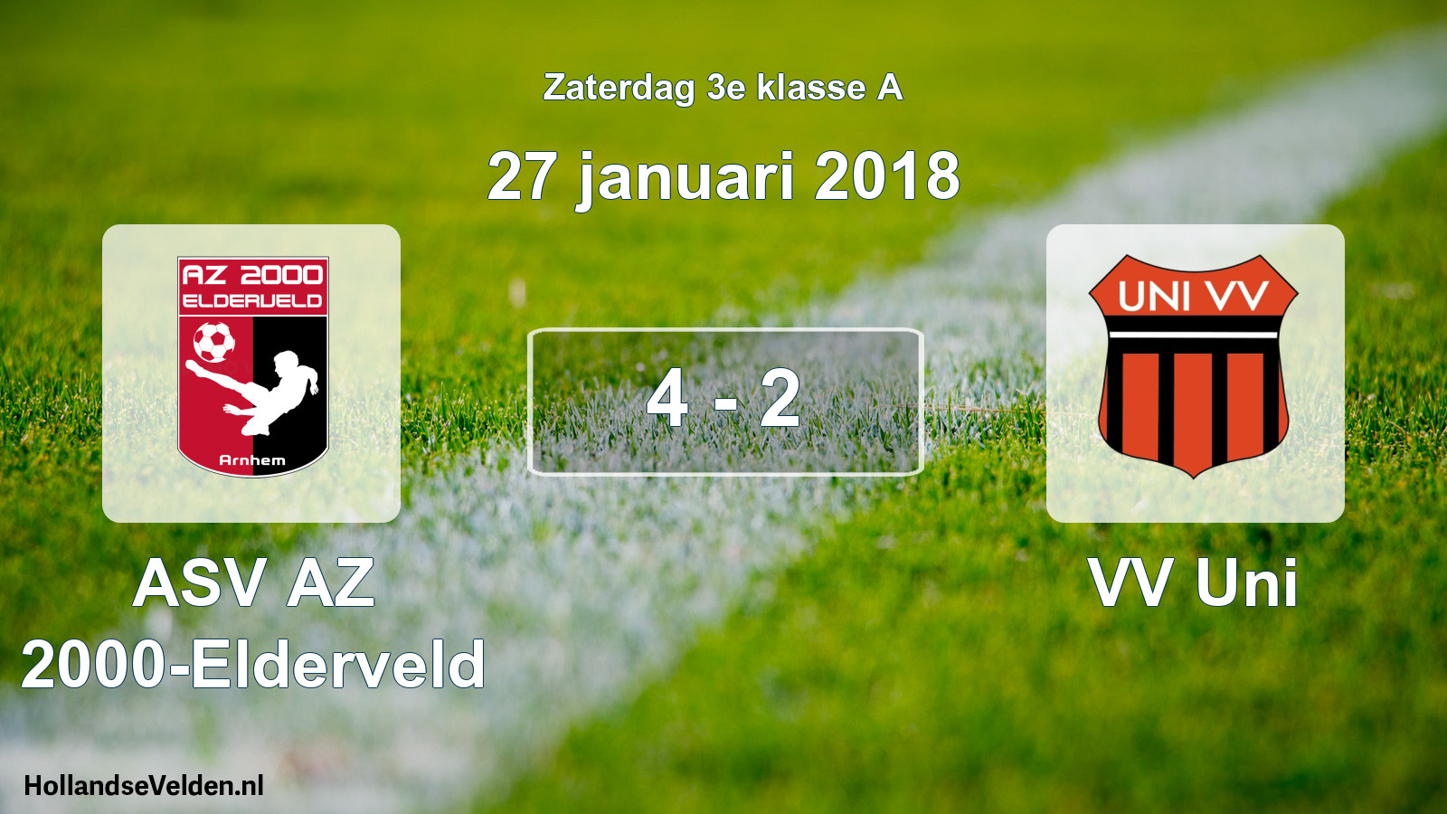 Total number of matches played: ASV AZ 2000-Elderveld - VV Uni 4 - 2 (27 January 2018)