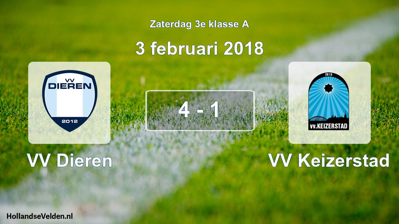 Total number of matches played: VV Dieren - VV Keizerstad 4 - 1 (3 February 2018)