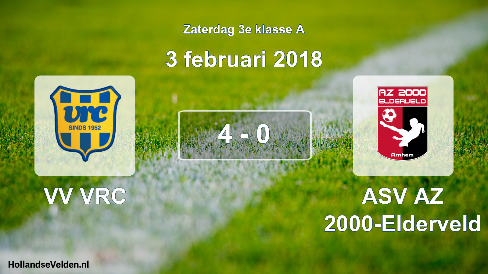 Total number of matches played: VV VRC - ASV AZ 2000-Elderveld 4 - 0 (3 February 2018)