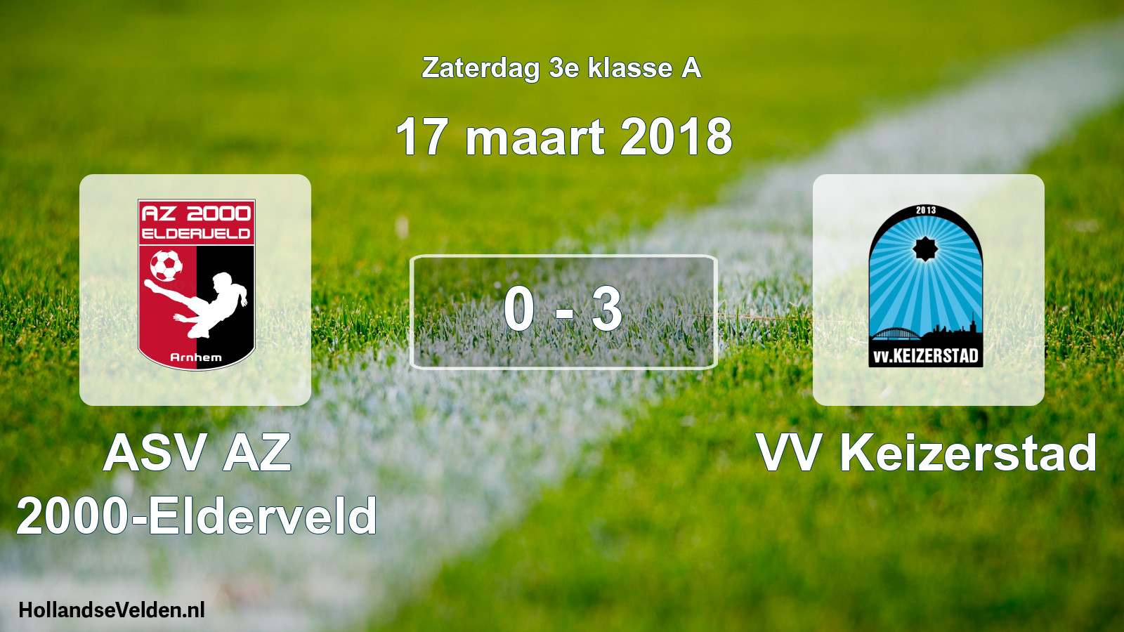 Total number of matches played: ASV AZ 2000-Elderveld - VV Keizerstad 0 - 3 (17 March 2018)