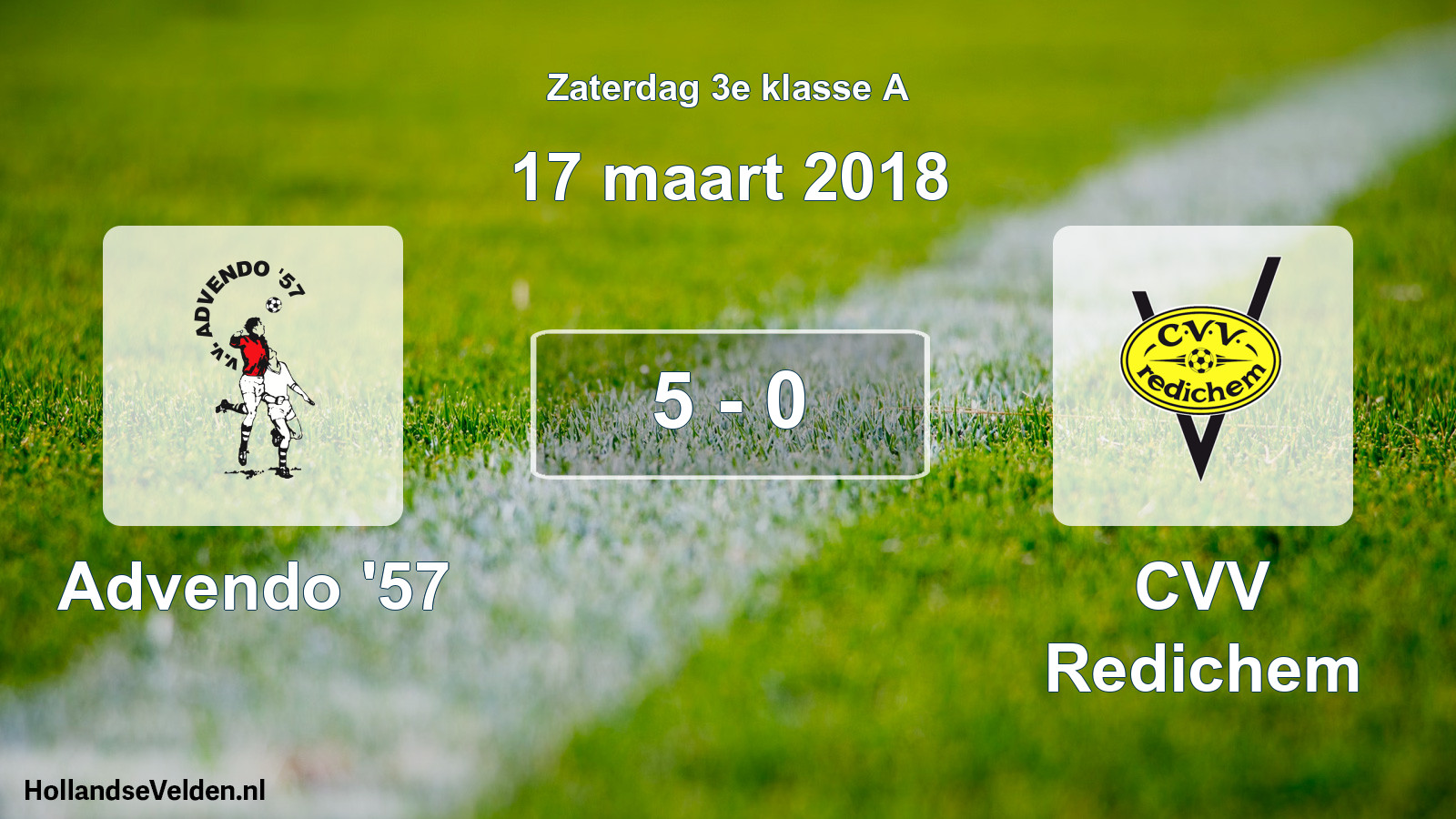 Total number of matches played: Advendo '57 - CVV Redichem 5 - 0 (17 March 2018)