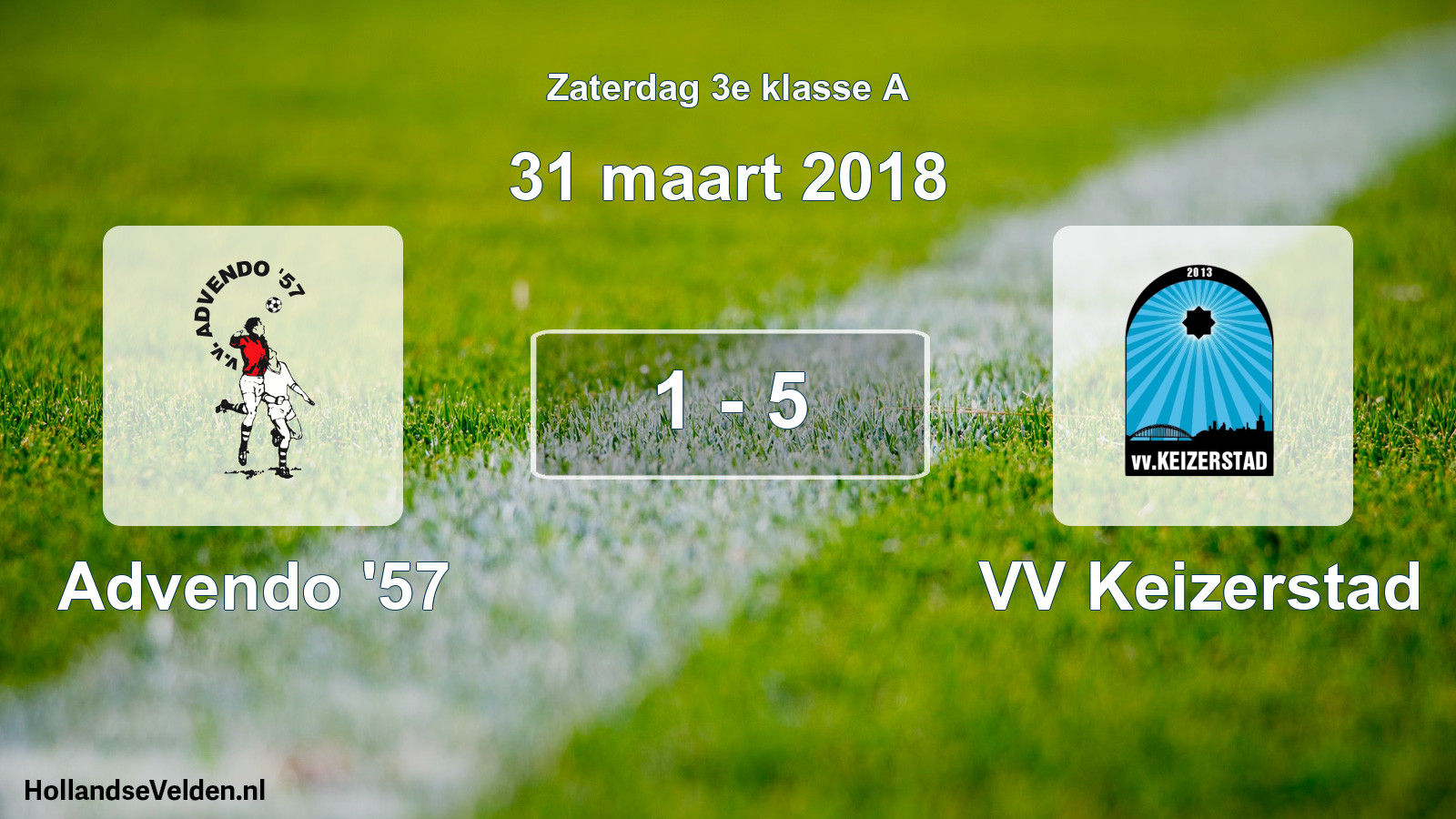 Total number of matches played: Advendo '57 - VV Keizerstad 1 - 5 (31 March 2018)