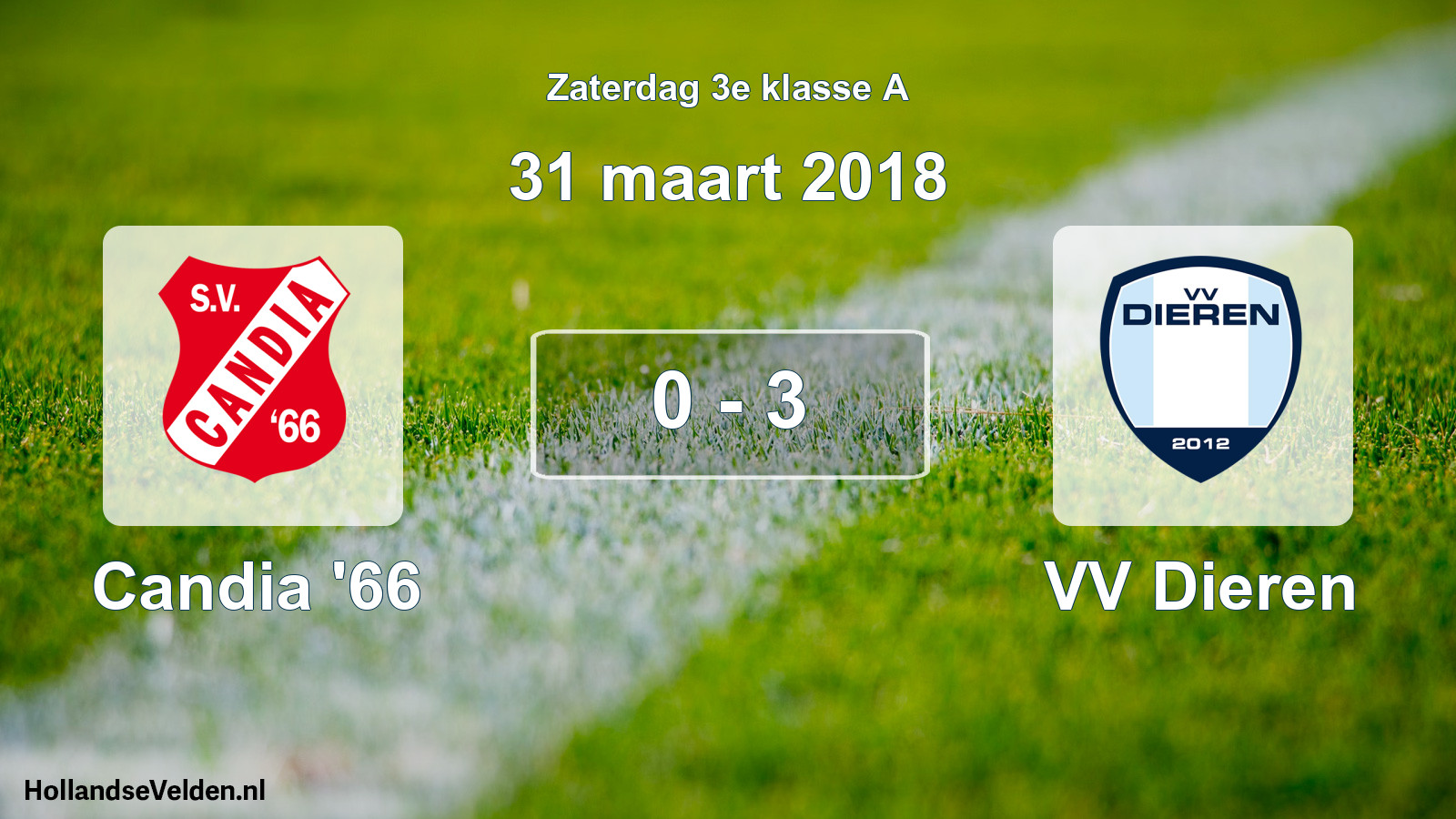 Total number of matches played: Candia '66 - VV Dieren 0 - 3 (31 March 2018)