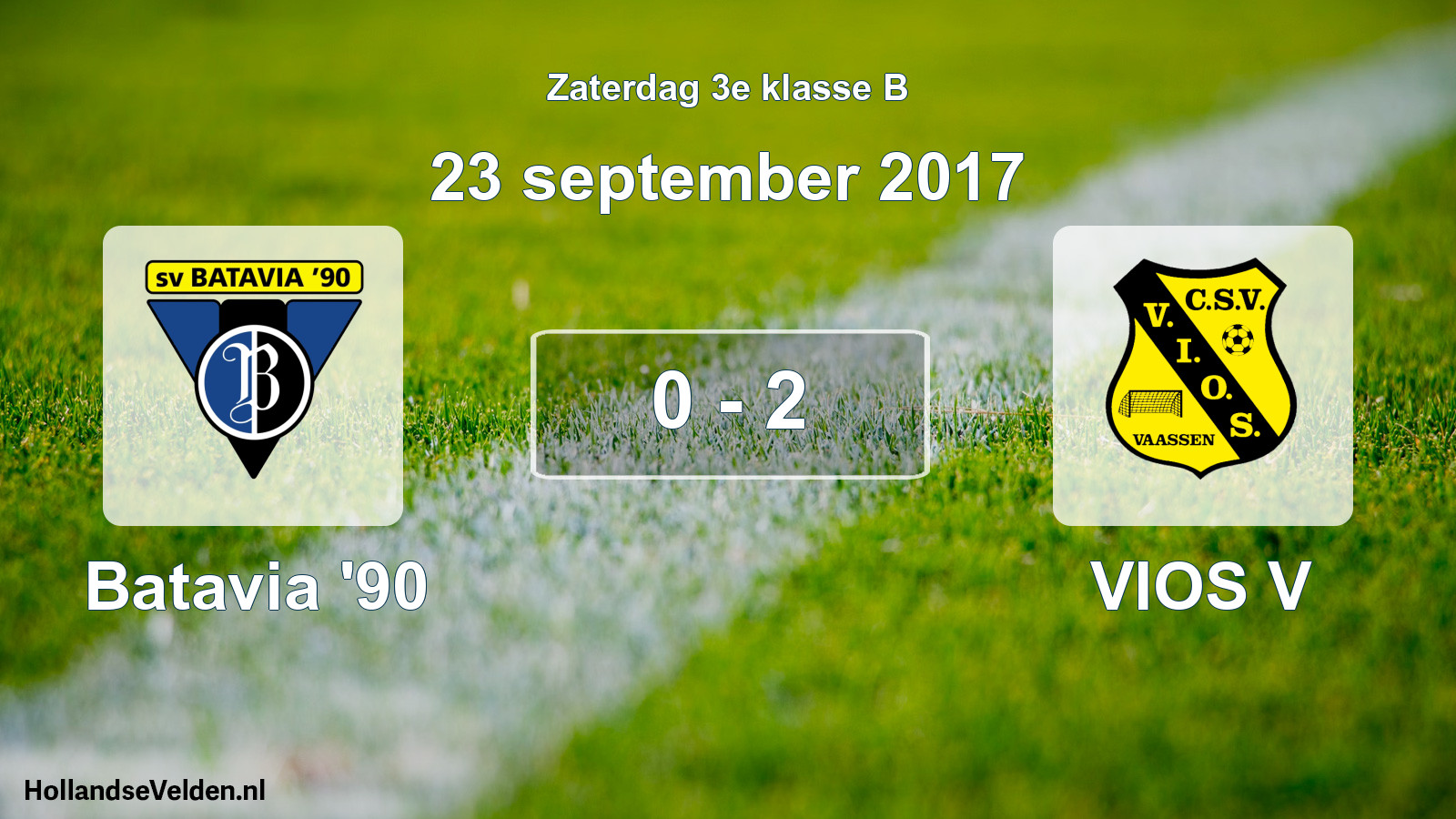 Total number of matches played: Batavia '90 - VIOS V 0 - 2 (23 September 2017)